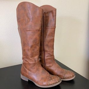 Brown Studed Riding Boots